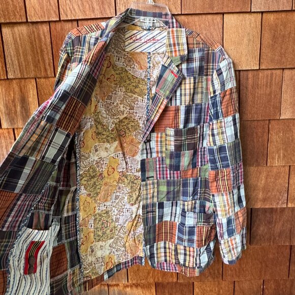 Vintage Robert Graham Madras Patchwork Cotton Front Button Blazer - Unisex Large - Picture 7 of 11